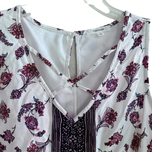 Maurices Floral Dress Shift Knee Length Sleeveless V-neck M - Picture 2 of 12